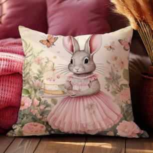 Coussin Lapin vintage Lapin Rose Ballerina Robe Thé de gât
