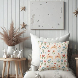 Coussin Lapins avec art populaire Fleur sauvage