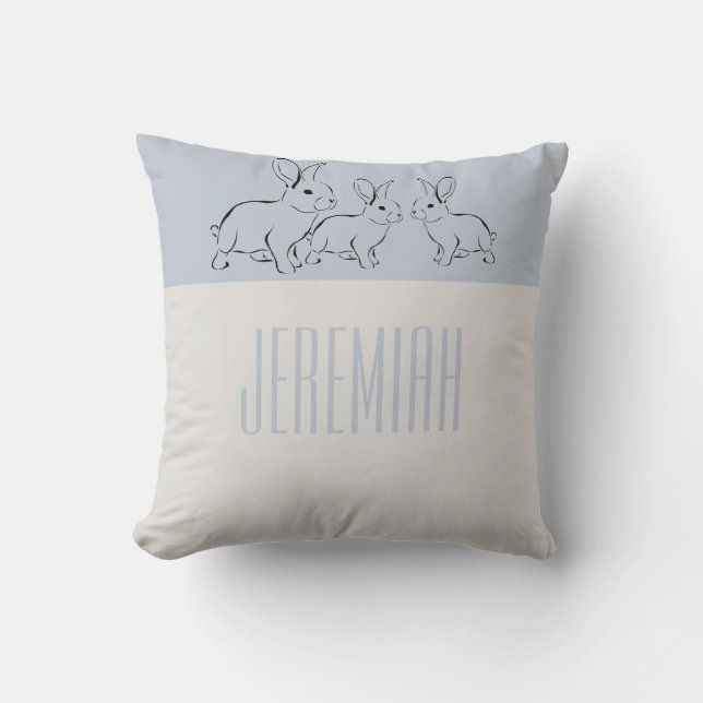Coussin Lapins Bleus Personnalisés pour Enfant Simplement  (Recto)