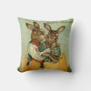 Coussin Lapins dans un œuf d'or, Pâques victorienne vintag