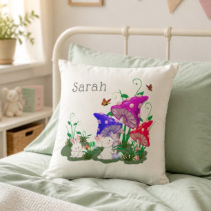 Coussin Lapins de Pâques & Champignons Colorés Personnalis