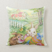 Lapins de Pâques mignons avec les oeufs et