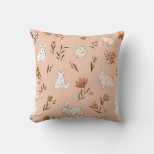 Coussin Lapins et fleurs Lancer l'oreiller