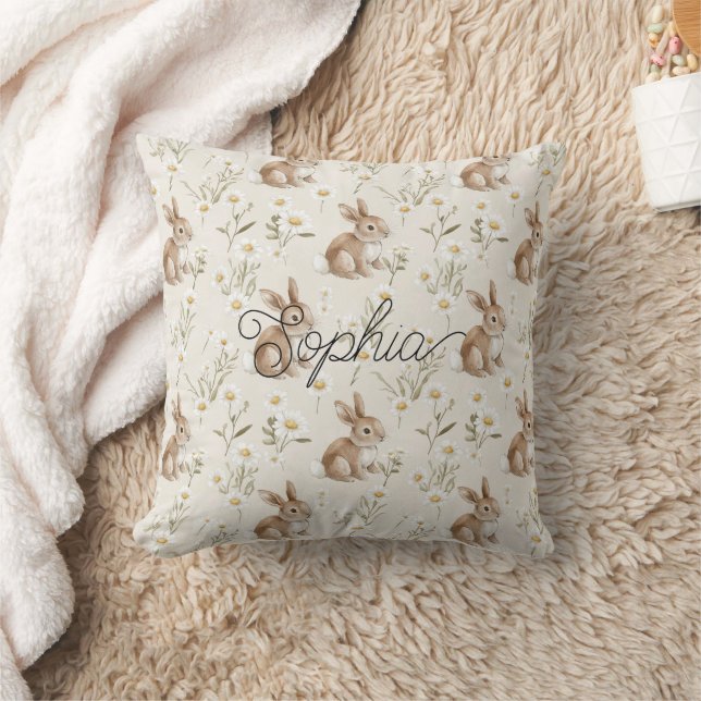 Coussin Lapins Fleurs de Marguerite (Couverture)