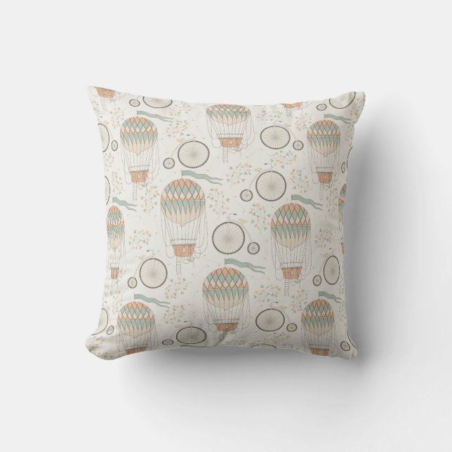 Coussin Lapins gris mignons et clés antiques sur fond blan (Recto)