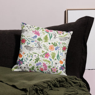 Coussin Lapins, papillons et fleurs