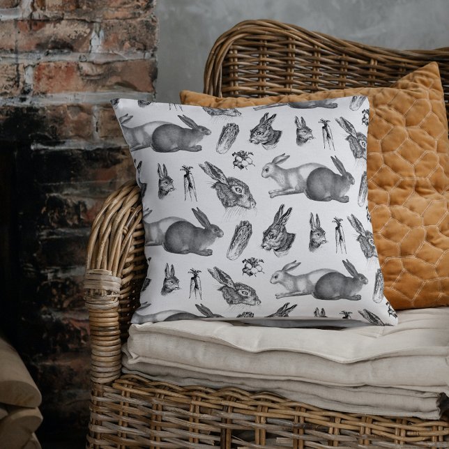 Coussin Lapins vintages et légumes du jardin (Créateur téléchargé)