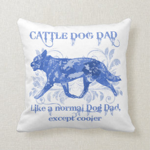 Coussin L'aquarelle bleue de papa de chien de bétail