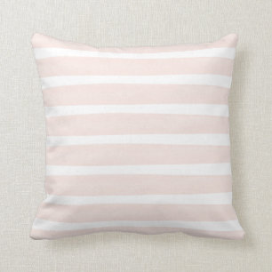 Coussin L'aquarelle rose et blanche barre le polyester