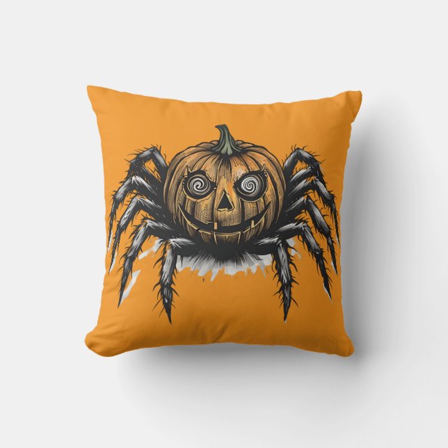 Coussin L'araignée à tête de citrouille (Recto)
