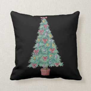 Coussin L'arbre de Noël avec le rouge de décorations