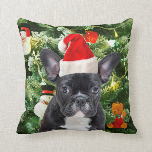Coussin L'arbre de Noël de bouledogue français ornemente