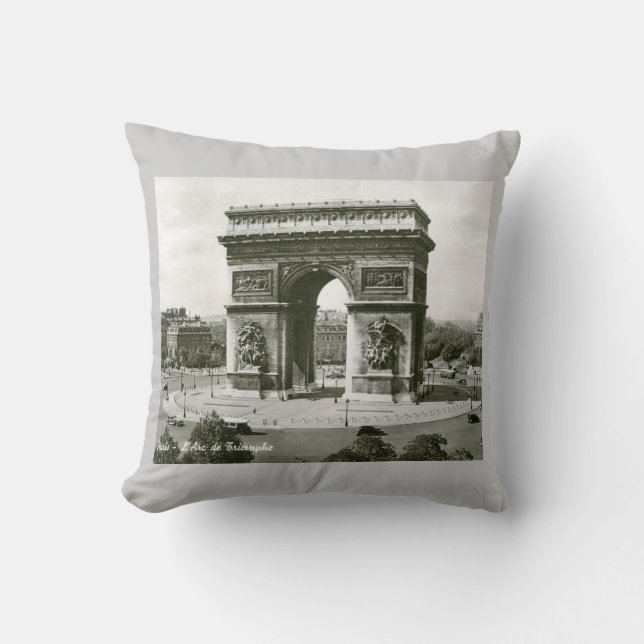 Coussin L'Arc de Triomphe, cru de Paris France (Recto)