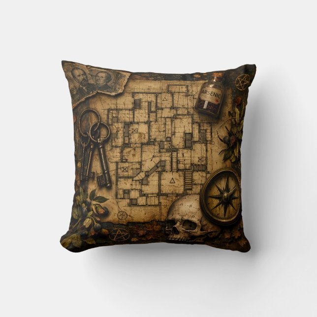 Coussin L'architecte de la mort : le château meurtrier de  (Recto)