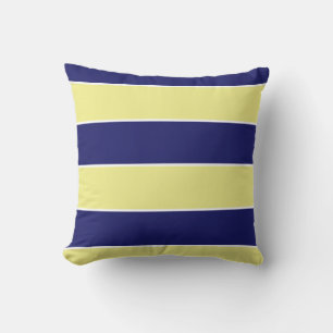Coussin large bande bleu et jaune