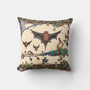 COUSSIN LARGE BESTIAIRE MÉDIÉVAL, BATS DE VOL ANIMAUX DE F