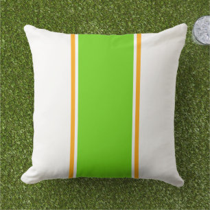 Coussin Large Lime Yellow Center Racing Stripes Sur Blanc