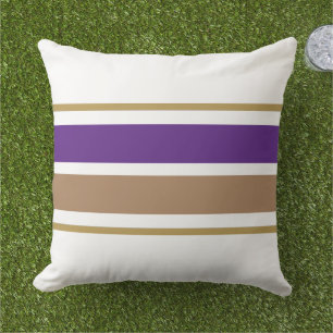 Coussin Large Royal Purple Brown Racing Stripes Sur Blanc