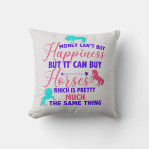 Coussin L'argent peut acheter Chevaux Tri-Color Light Grey