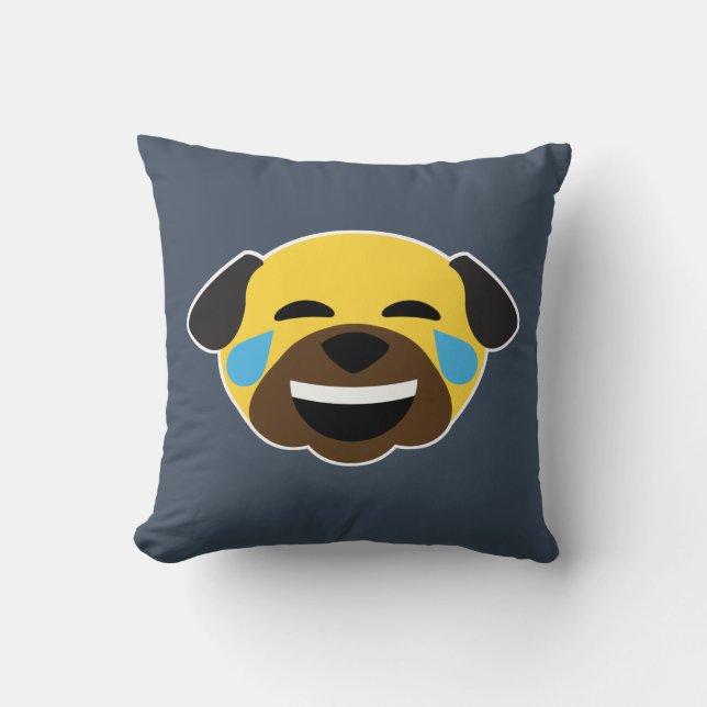Coussin Larmes d'émoticône d'Emoji de carlin de joie et (Recto)