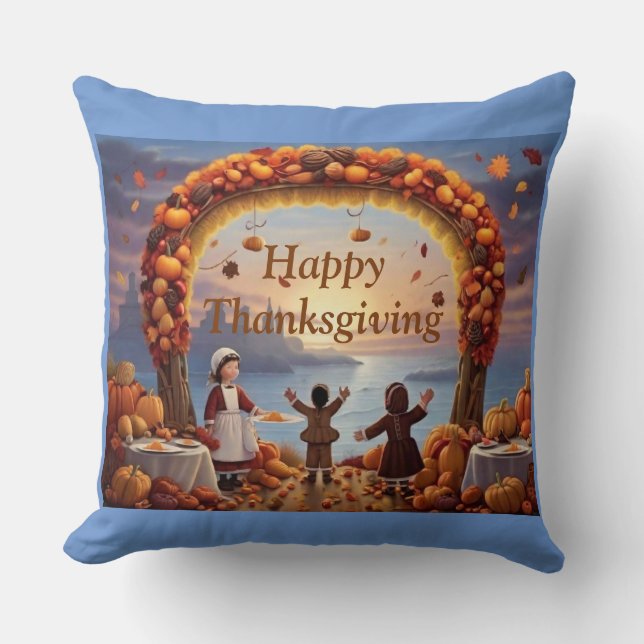 Coussin L'arrivée de Thanksgiving Thaillow (Recto)