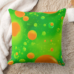 Coussin L'art Abstrait de la bulle orange et verte