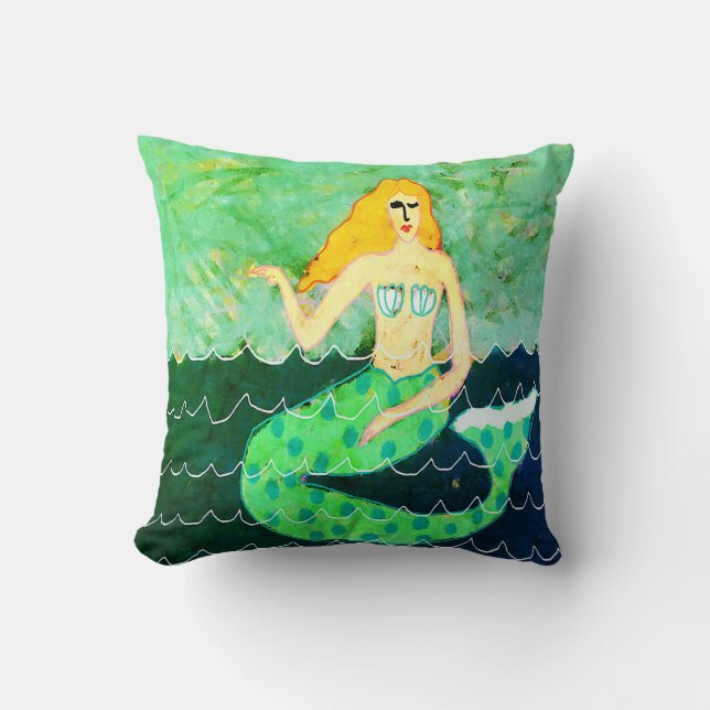 Coussin L'art Abstrait de la sirène verte (Recto)