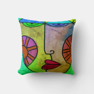 Coussin L'art Abstrait du visage funky