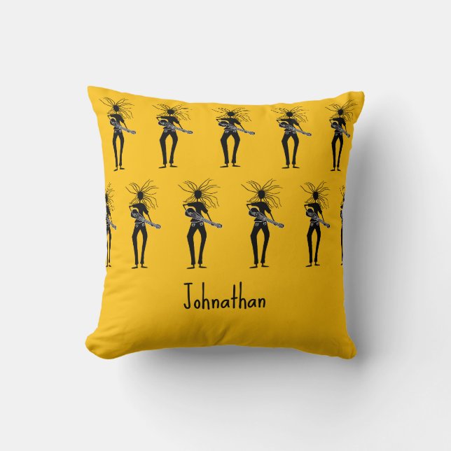Coussin L'Art Africain, Guitaristes Silhouette (Recto)