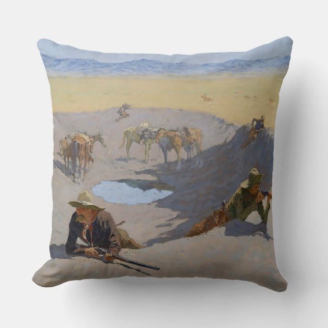 Coussin L'art de Frederic Remington «Combat pour le point  (Recto)