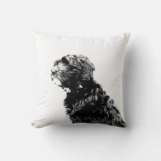 Coussin L'art de la marionnette noire Goldendoodle (Recto)