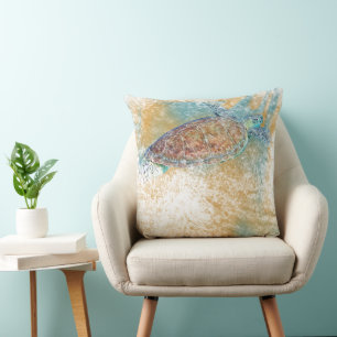 Coussin L'art de la tortue de mer peinte
