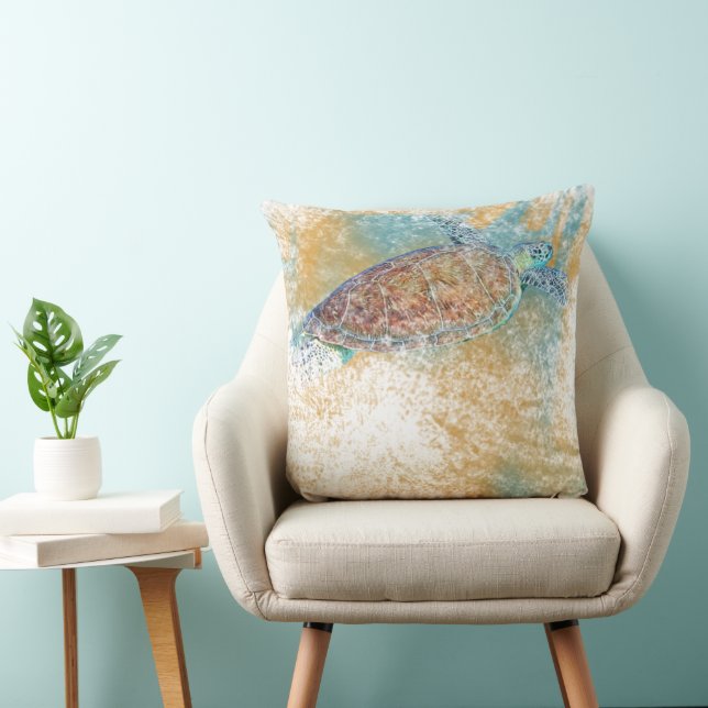 Coussin L'art de la tortue de mer peinte (Chaise)