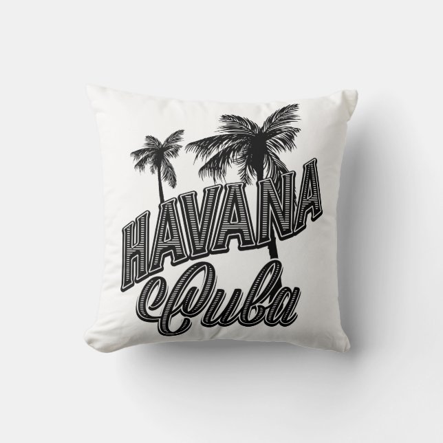 Coussin L'art de la typographie vintage de La Havane Cuba. (Recto)