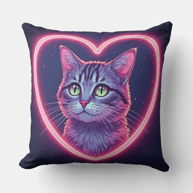 Coussin L'art de l'amour félin lumineux | Cadeau pour l'am (Recto)