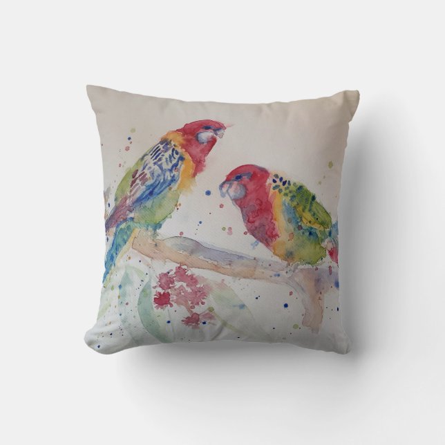 Coussin L'art de l'aquarelle Red Rosella Parrot (Recto)