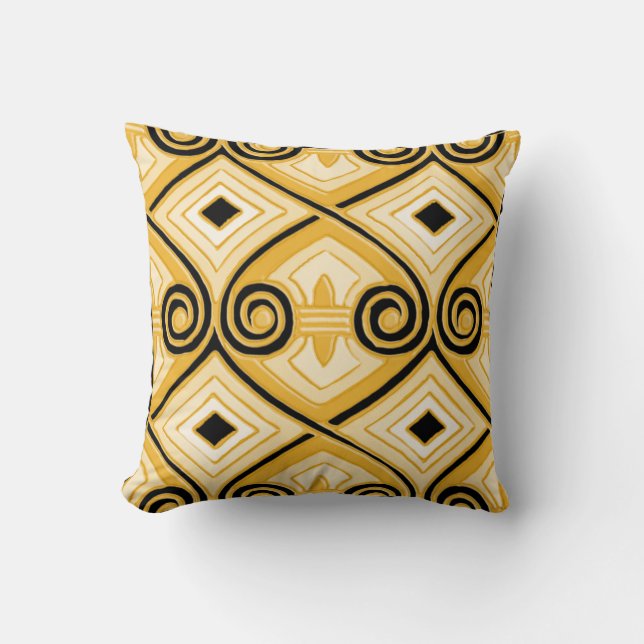 Coussin L'art déco fait Perse (jaune et noir) (Recto)