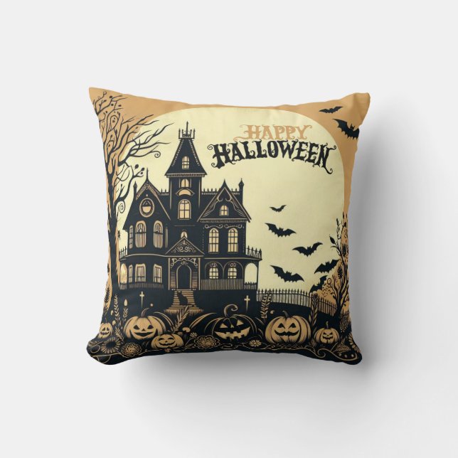 Coussin L'art d'Halloween vintage (Recto)