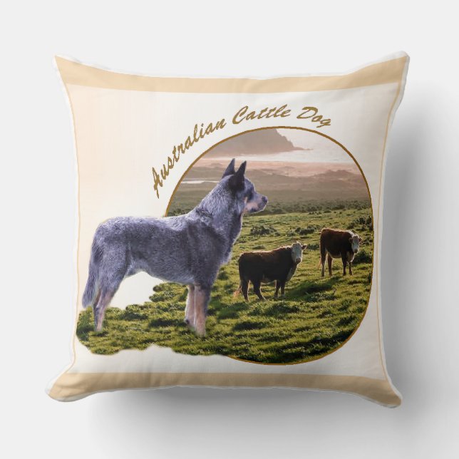 Coussin L'art du chien de bétail australien (Recto)
