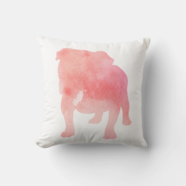 Coussin L'art du chien de taureau rose (Recto)