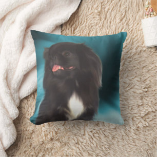 Coussin L'art du chien Pekingese noir