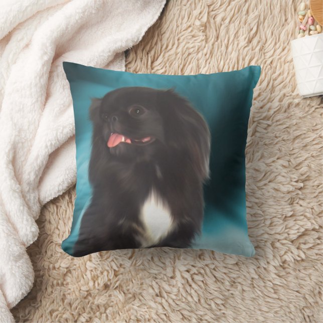 Coussin L'art du chien Pekingese noir (Couverture)