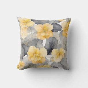 Coussin L'Art Fleur Jaune Et Gris De Begonia
