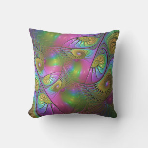 Coussin L'art fractal abstrait lumineux et coloré