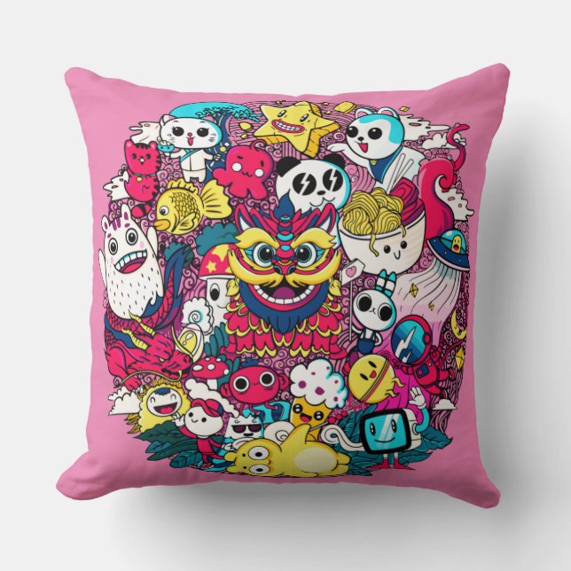 Coussin L'art gribouillé japonais (Recto)