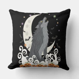 Coussin L'art hanté Lune Wolf Shadows