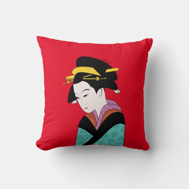 Coussin L'art japonais Geisha kimono (Recto)