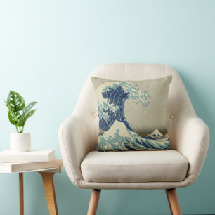 Coussin L'art japonais vintage, la grande vague de Hokusai