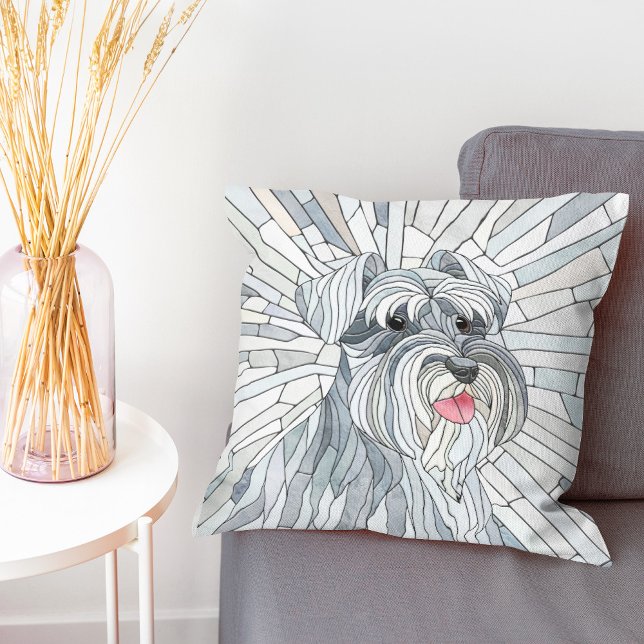 Coussin L'art mosaïque de Schnauzer miniature (Créateur téléchargé)