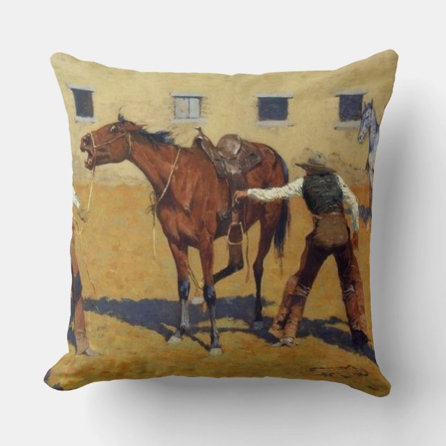 Coussin L'art occidental de Frederic Remington « Sa premiè (Recto)
